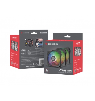 Ventilátor Genesis OXAL 120 ARGB, 3-Pack, černý