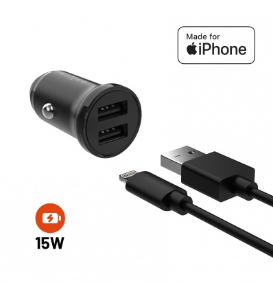Autonabíječka FIXED, 2xUSB, USB/Lightning kabel