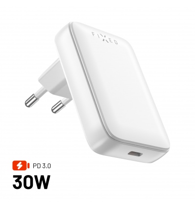 Síťová GaN nabíječka FIXED Slim s USB-C, PD, 30W
