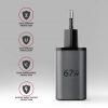AXAGON ACU-PQ67D GaN nabíječka do sítě 67W, USB-A + USB-C, PD3.0/PPS/QC4+/SFC2.0/Apple, LCD display