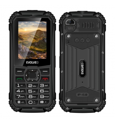 EVOLVEO StrongPhone Q1, IP68 odolný Dual SIM telefon, 2,4"LCD, 1800mAh, černý