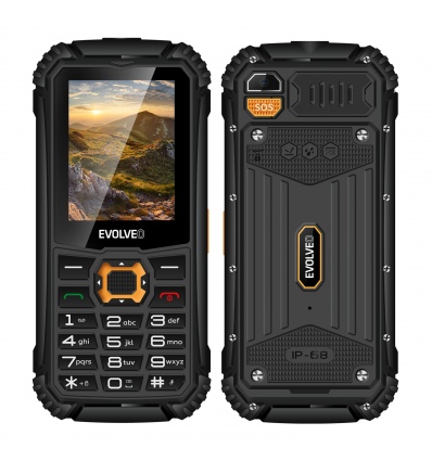 EVOLVEO StrongPhone Q1, IP68 odolný Dual SIM telefon, 2,4"LCD, 1800mAh, černo-oranžový