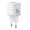 Baseus Rychlonabíječka do sítě Palm 30W 1xUSB-A 1xUSB-C PD QC 3.0 bílá