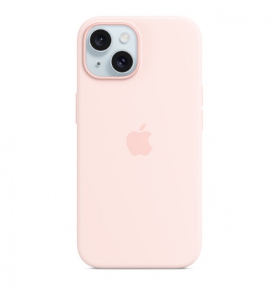 iPhone 15+ Silicone Case with MS - Light Pink / SK