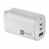 ER POWER 65W GaN síťový adaptér 2xUSB-C PD/USB-A bílý