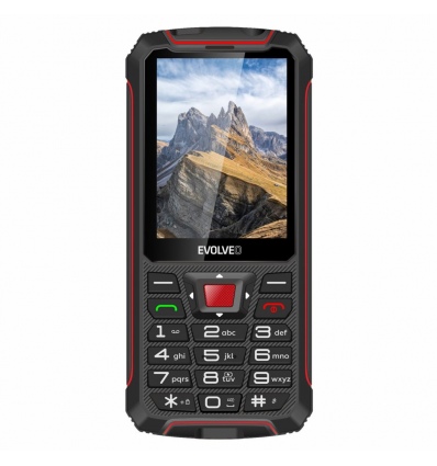 EVOLVEO StrongPhone W4, IP68 odolný Dual SIM telefon, 2,8"LCD, 2500mAh, Powerbanka, černo-červený