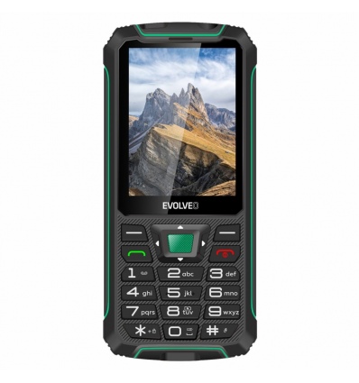 EVOLVEO StrongPhone W4, IP68 odolný Dual SIM telefon, 2,8"LCD, 2500mAh, Powerbanka, černo-zelený