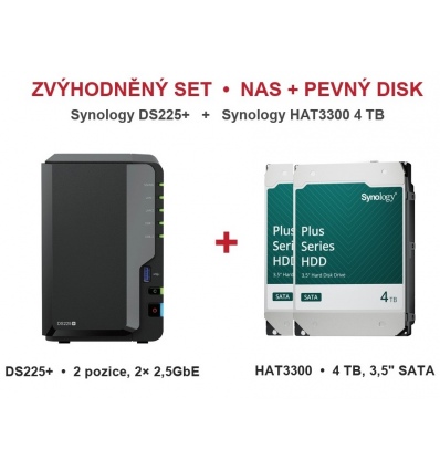 BUNDLE Synology DS225+ a 2x4GB HDD Synology HAT330-4T