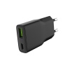 Univerzální USB nabíječka Natec RIBERA GaN SLIM, 20 W, 1X USB-A + 1X USB-C, Černá