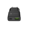Univerzální USB nabíječka Natec RIBERA GaN SLIM, 20 W, 1X USB-A + 1X USB-C, Černá