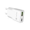 Univerzální USB nabíječka Natec RIBERA GaN SLIM, 20 W, 1X USB-A + 1X USB-C, Bílá