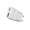Univerzální USB nabíječka Natec RIBERA GaN SLIM, 20 W, 1X USB-A + 1X USB-C, Bílá