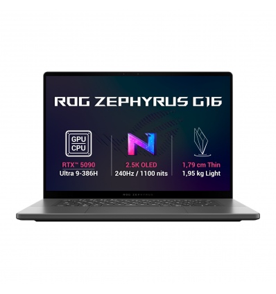ASUS ROG Zephyrus G16/GU606AX-TB070Z/U9-386H/16"/2560x1600/64GB/1TB/RTX 5090/bez OS/Gray/2R