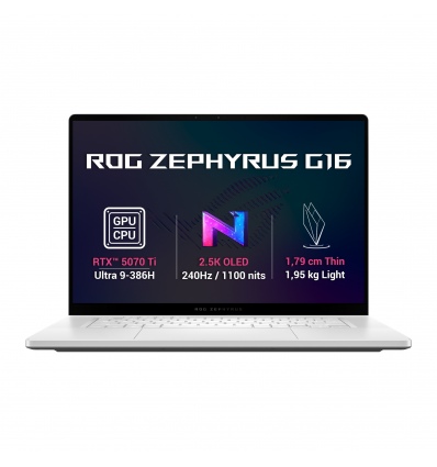 ASUS ROG Zephyrus G16/GU606AR-TB011WZ/U9-386H/16"/2560x1600/32GB/1TB/RTX 5070Ti/W11H/White/2R