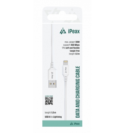TPU KABEL USB-A / LIGHTNING 1M, USB 2.0 BÍLÝ