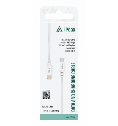 TPU KABEL USB-C / LIGHTNING 1,5M, USB 2.0 BÍLÝ