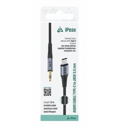ADAPTÉR USB-C / 3,5 MM JACK 1,5 M ČERNÝ