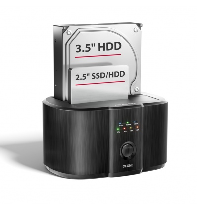 AXAGON ADSA-SC, USB-C 5Gbps dokovací stanice pro 2x SATA 6G 2.5"/3.5" SSD/HDD s funkcí klonování