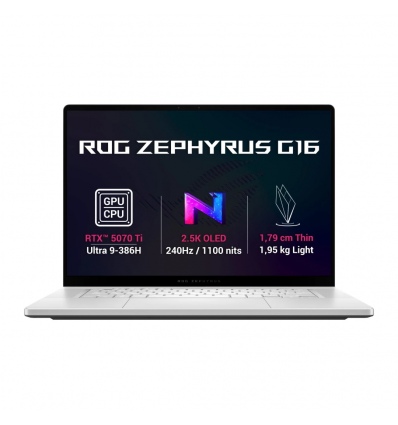 ASUS ROG Zephyrus G16/GU606AR-TB011W/U9-386H/16"/2560x1600/32GB/1TB/RTX 5070Ti/W11H/White/2R