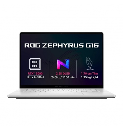 ASUS ROG Zephyrus G16/GU606AX-TB081W/U9-386H/16"/2560x1600/64GB/1TB/RTX 5090/W11H/White/2R