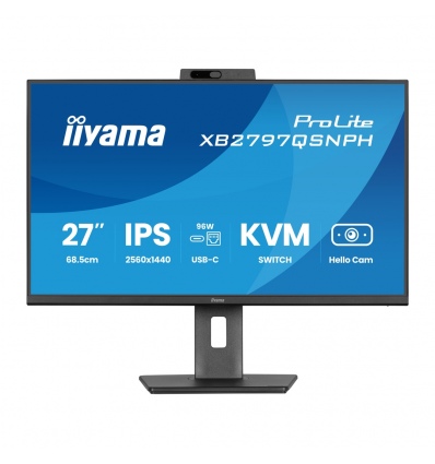 27" iiyama XB2797QSNPH-B1:IPS,QHD,USB-dock,cam