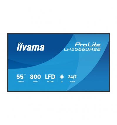 55" iiyama LH5566UHSB-B1AG: VA,4K UHD,IPX5,DP-out