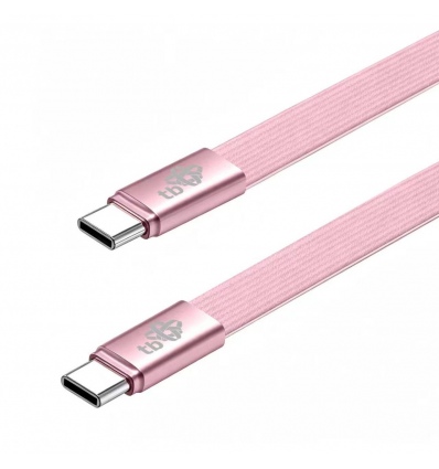 TB plochý kabel USB-C na USB-C, 1m, růžový