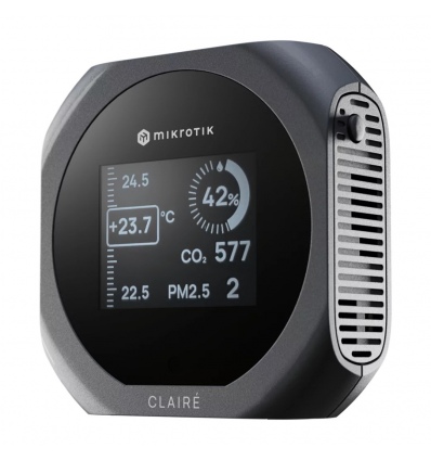 MikroTik IAQM-THC2PV-G, Claire - Air Quality Monitor, CO2, Temp, RH, PM2.5/10, VOC, šedá