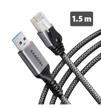 AXAGON ADE-AM15, USB-A Gigabit Ethernet adaptér s integrovaným síťovým CAT6 kabelem RJ-45 (1,5m)