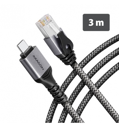 AXAGON ADE-CM30, USB-C Gigabit Ethernet adaptér s integrovaným síťovým CAT6 kabelem RJ-45 (3m)