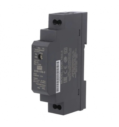 MEANWELL - DDR-15G-5 - Průmyslový měnič napětí z 9-36V na 5V 15W na DIN