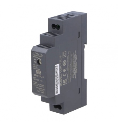 MEANWELL - DDR-15L-5 - Průmyslový měnič napětí z 18-75V na 5V 15W na DIN