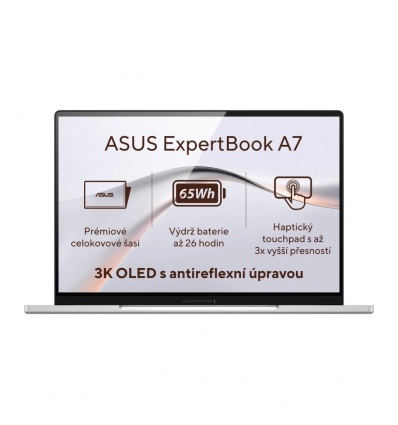 ASUS ExpertBook A7/A7406CMA-OLEDC716512X/7-350/14"/2880x1800/16GB/512GB/Intel int/W11P/Silver/3RNBD