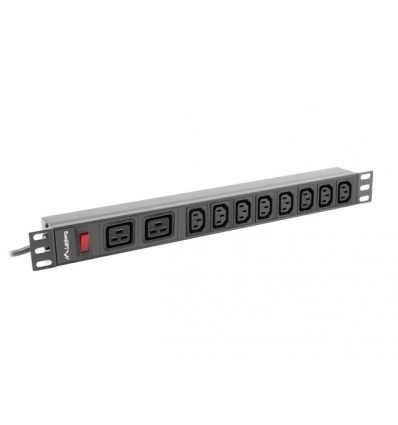 19" LANBERG 1U 16A 2M 2X C19 8X IEC C13 ZÁSUVKY ČE