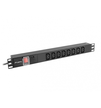19" LANBERG 1U 16A 2M 8X ZÁSUVKY IEC C13 ČERNÁ C20