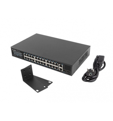 SWITCH LANBERG 24X 100MB POE+/2X COMBO RACK 19" GI