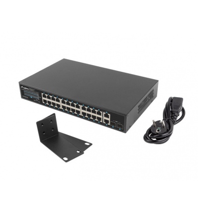 SWITCH LANBERG 24X 1GB POE+/2X GB 2X SFP RACK 19"