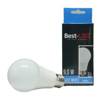 BEST LED ŽÁROVKA E27, 240V 9W, CW STUDENÁ (ZA 60W)