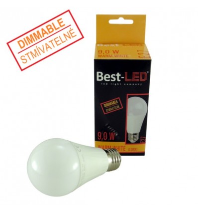 BEST LED ŽÁROVKA E27, 240V 9W, WW TEPLÁ STMÍVATELNÁ (ZA 60W)