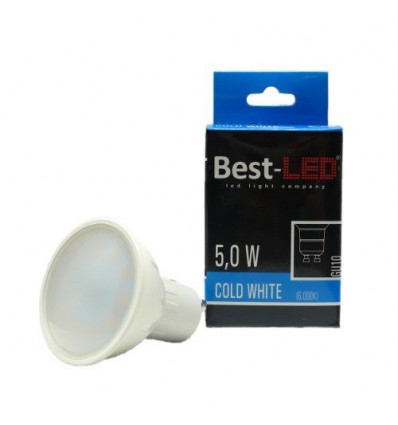 BEST LED ŽÁROVKA GU10, 240V 5W, CW S PATICÍ, STUDENÁ (ZA 40W BODOVKU)