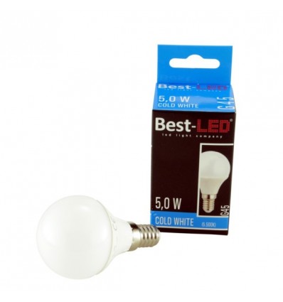 BEST LED ŽÁROVKA E14 G45, 240V 5W, C STUDENÁ (ZA 35W)