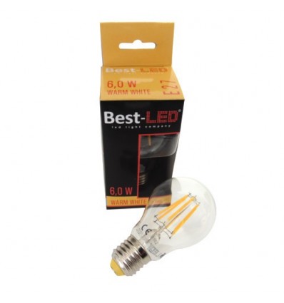 BEST LED FILAMENT ŽÁROVKA E27 240V 6W, W TEPLÁ (ZA 50W)