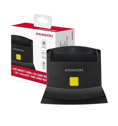 AXAGON CRE-SM2, USB-A StandReader 4-slot čtečka Smart card (eObčanka) + SD/microSD/SIM, kabel 1.3 m