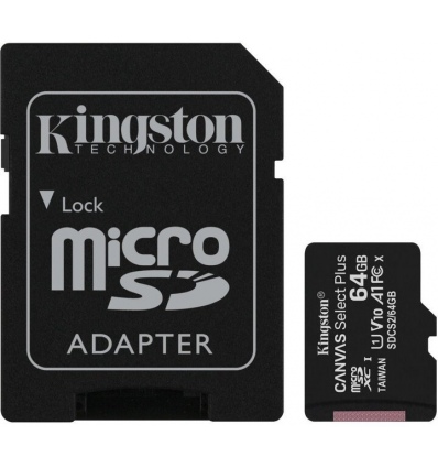 Kingston Canvas Select Plus A1/micro SDXC/64GB/100MBps/UHS-I U1 / Class 10/+ Adaptér