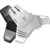 VIKING USB FLASH DISK 3.0 4v1 64GB, S KONCOVKOU APPLE LIGHTNING, USB-C, MICRO USB, USB3.0, stříbrná