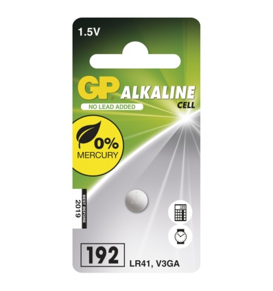 Alkalická knoflíková baterie GP LR41 (192F), 1 ks