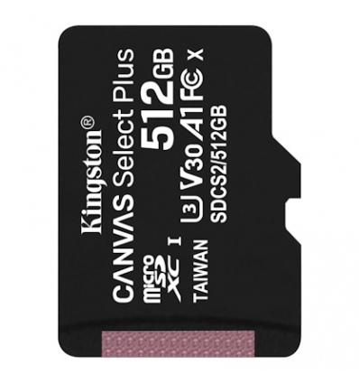 Kingston CANVAS SELECT PLUS/micro SD/512GB/100MBps/UHS-I U3 / Class 10