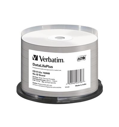 VERBATIM CD-R(50-Pack)/52x/700MB/ThermoPrint/NoID