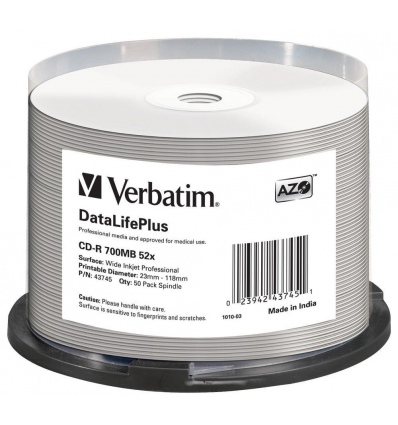 VERBATIM CD-R(50-Pack)Spindle/Print/52x/700MB/NoID