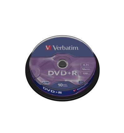 VERBATIM DVD+R(10-Pack)Spindl/MattSlvr/16x/4.7GB